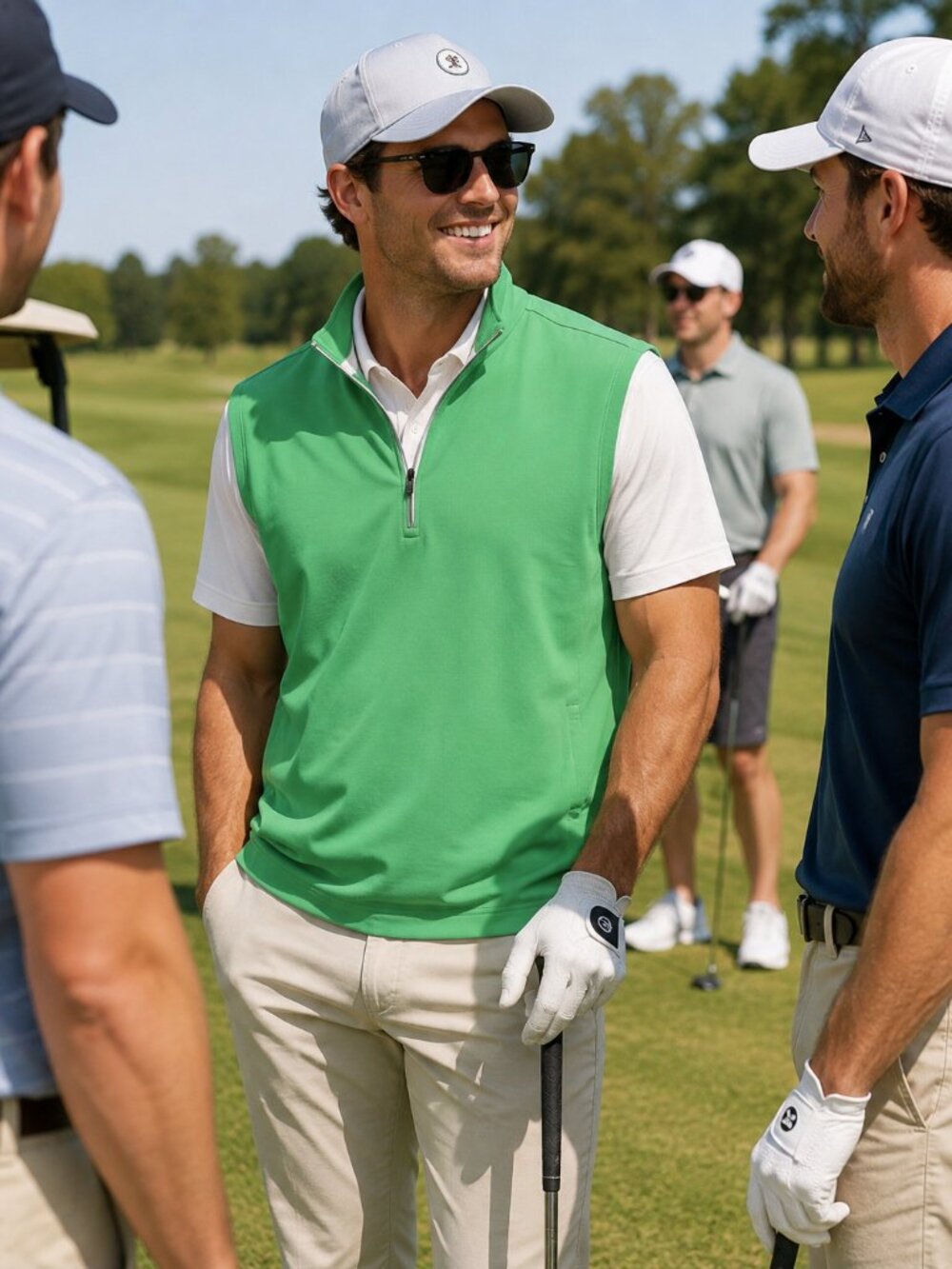 Donald Ross Large Green Quarter Zip Golf Vest Sleeveless Pullover